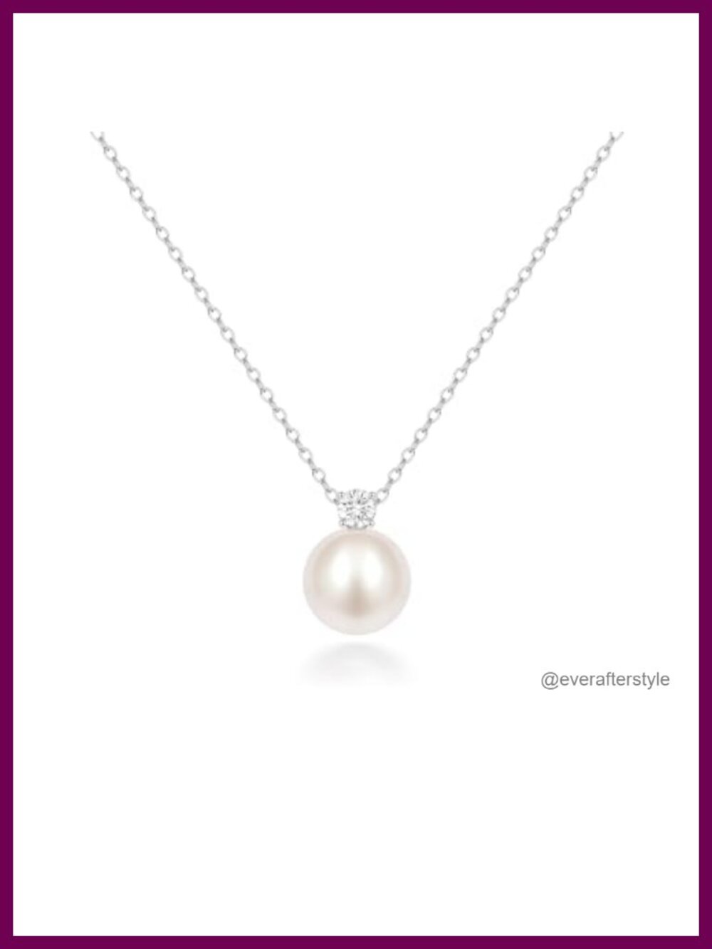 925 Sterling Silver Pearl Pendant Necklace 18 inch with CZ